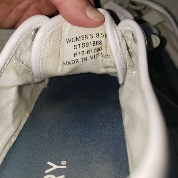 Sperry Top-Sider White Leather Slip-on Sneakers Womens Shoes Size 8.5 Pre-Owned - Picture 3 of 12